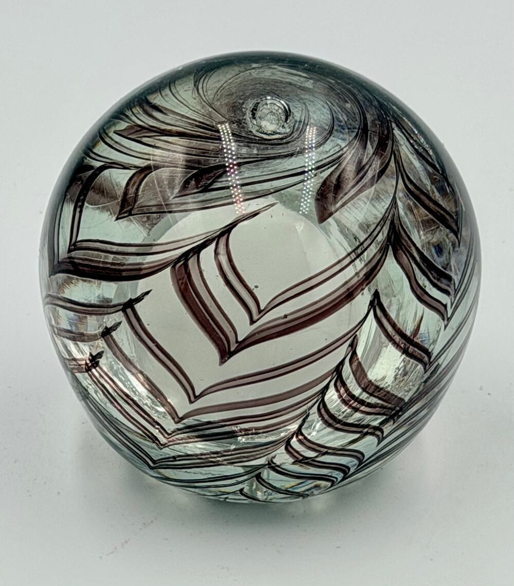 Vintage Joel Bloomberg Handcrafted Studio Art Glass Sphere Paperweight 1980